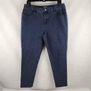 Chicos Womens So Slimming Geometric Print Girlfriend Ankle Jeans Size 2 = 12R